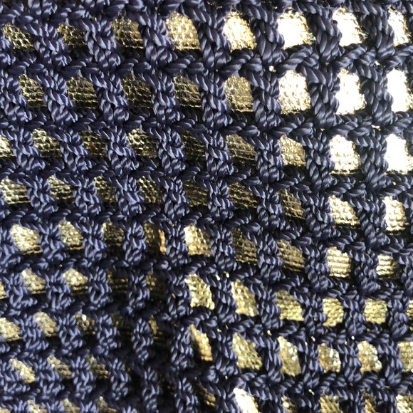 The Sak Crochet Shoulder Bag Dark Navy Blue Silver Metallic - Picture 5 of 6